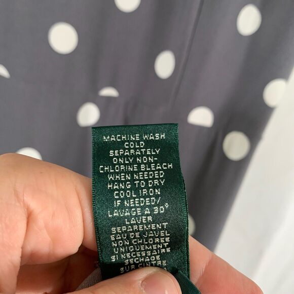 Lauren Ralph Lauren Midi Dress Women's 8 Grey Polka Dot Sleeveless Round Neck - Picture 7 of 9